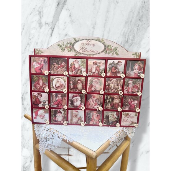 Vintage-Inspired Wooden Merry Christmas Advent Calendar By Primitives By Kathy W - Picture 1 of 8